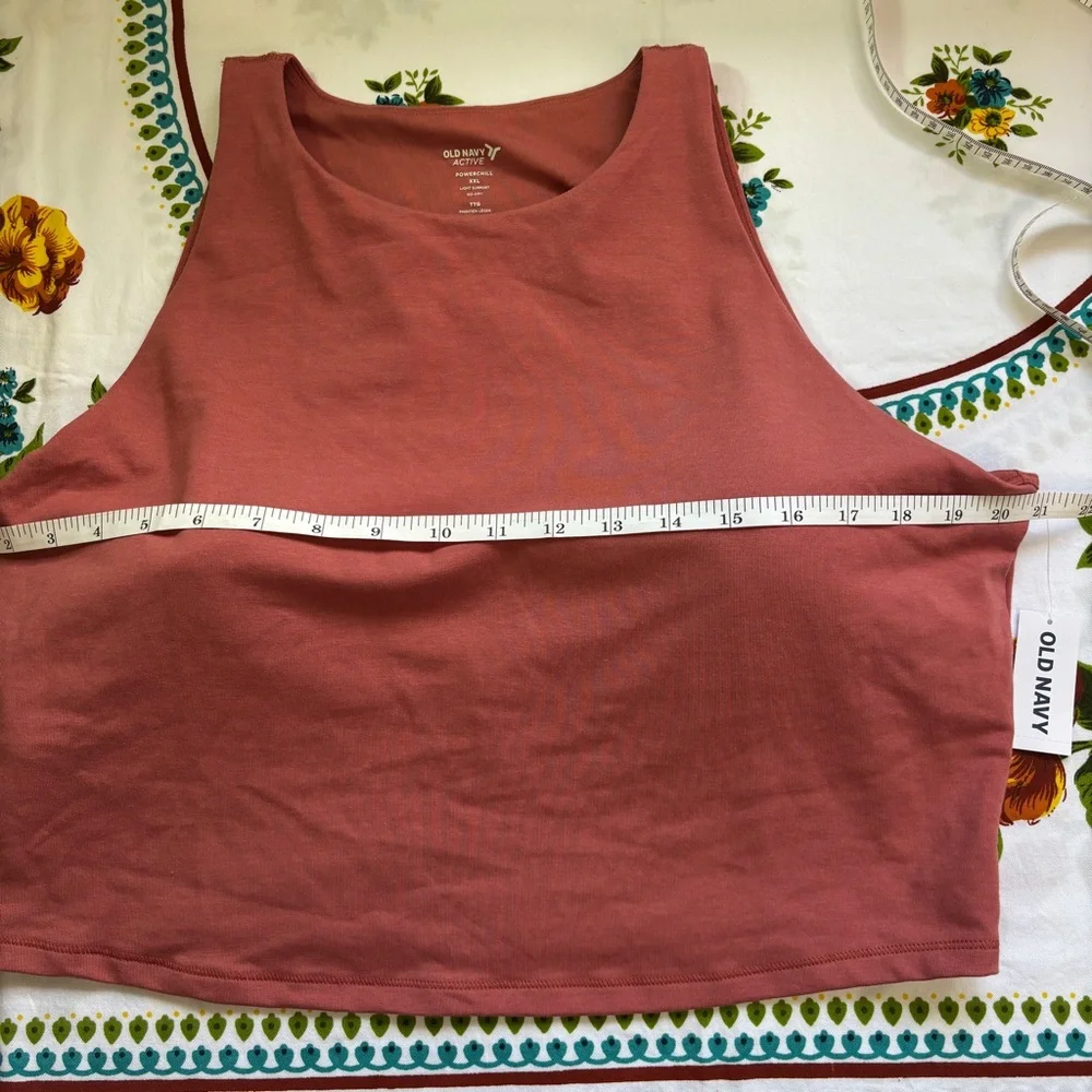 Old Navy Boxy Cropped Tank Top Pink with Padded Bra Workout Summer Shirt - Picture 5 of 9